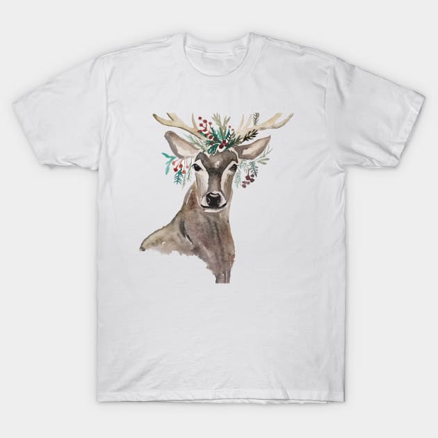 Reindeer at Christmas T-Shirt by SariahCeleste